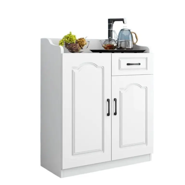 White Buffet With Wood Top  : Stylish Storage Solution